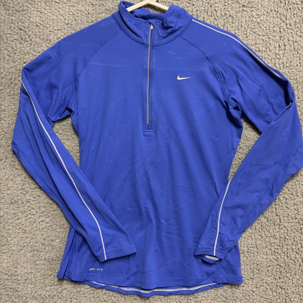 Nike Dri-FIT Women's Blue 1/4 Zip Long Sleeve Activewear Pullover Top Size S